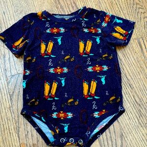 Two fly 2 fly western wear baby midnight roper onesie bodysuit cowboy boots 6-12